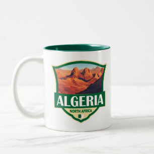 Algeria Illustration Retro Badge Two-Tone Coffee Mug