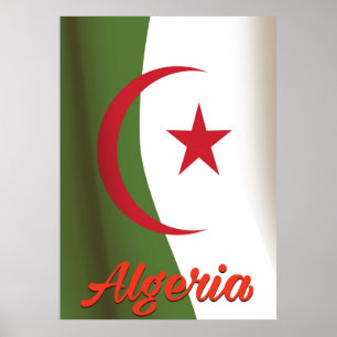 Algeria National Flag vintage style travel poster
