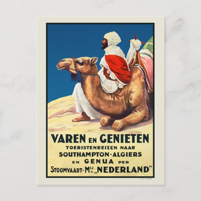 Algeria Netherlands Vintage Travel Poster 1926 Postcard (Front)