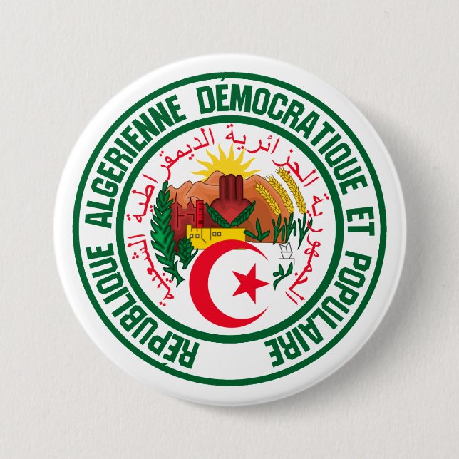 Algeria Round Emblem 7.5 Cm Round Badge (Front)