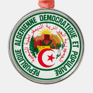 Algeria Round Emblem Metal Tree Decoration