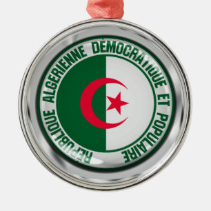 Algeria Round Emblem Metal Tree Decoration