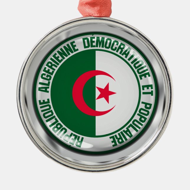 Algeria Round Emblem Metal Tree Decoration (Front)