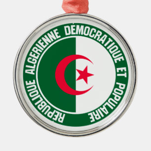 Algeria Round Emblem Metal Tree Decoration