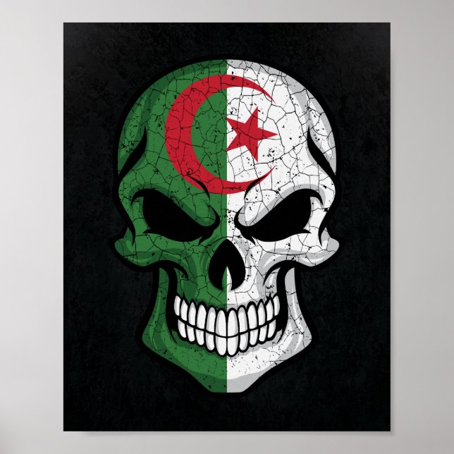 Algeria Smiling Skull Flag Poster (Front)