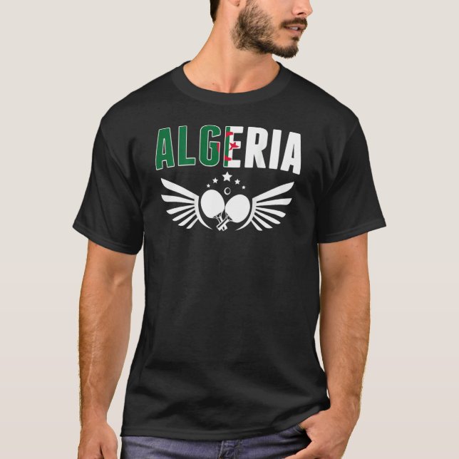 Algeria Table Tennis  Support Algerian Ping Pong T T-Shirt (Front)