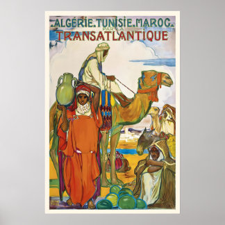 Algeria Tunisia Morocco Vintage Travel Poster