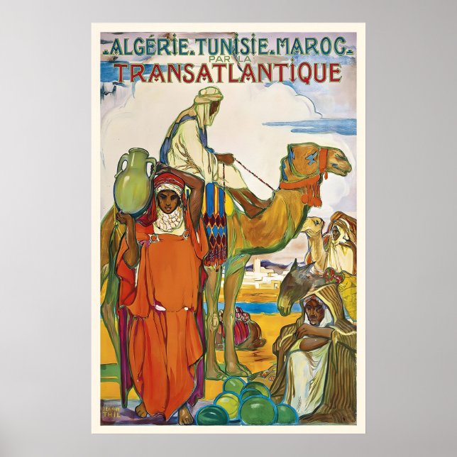 Algeria Tunisia Morocco Vintage Travel Poster (Front)
