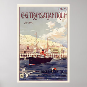 Algeria Tunisia Vintage Travel Poster - Framed