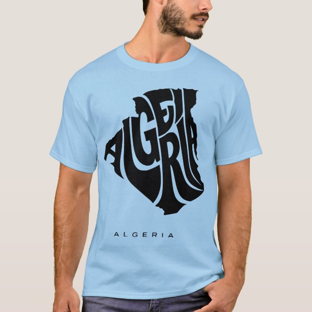 Algeria Typography Map Algeria  T-Shirt (Front)