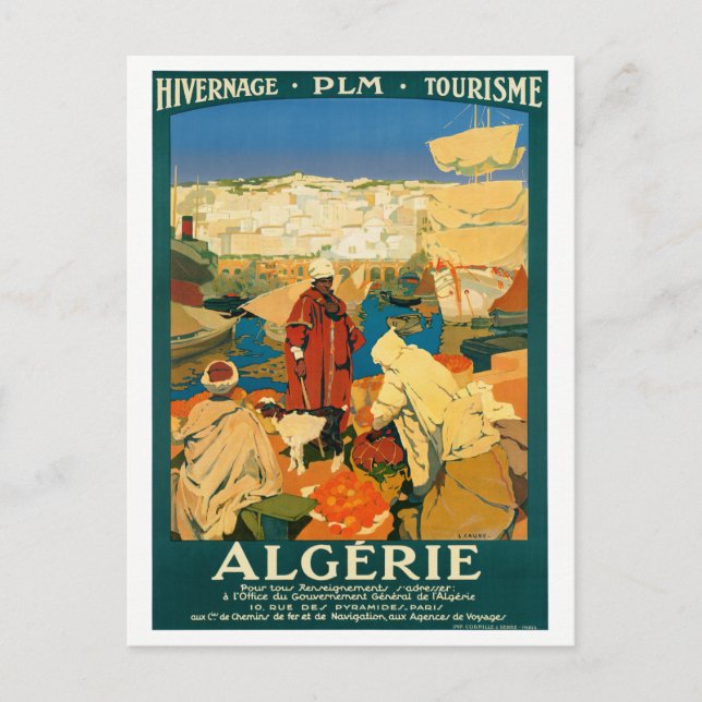 Algeria Vintage Travel Poster Restored Postcard (Front)