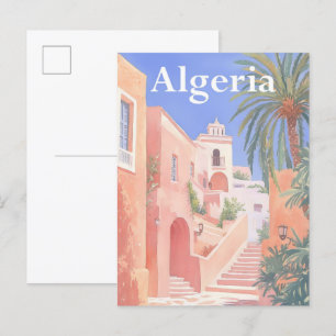Algeria Watercolor Painting Travel Postcard