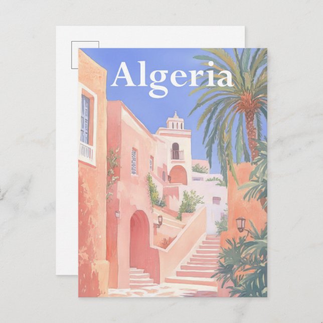Algeria Watercolor Painting Travel Postcard (Front/Back)