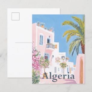 Algeria Watercolor Painting Travel Postcard