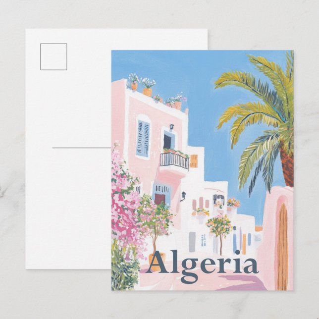 Algeria Watercolor Painting Travel Postcard (Front/Back)