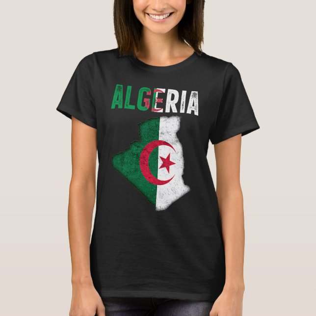 Algerian Algeria Country Map Flag T-Shirt (Front)