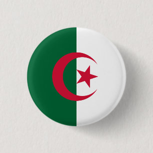 Algerian Flag, Flag of Algeria 3 Cm Round Badge