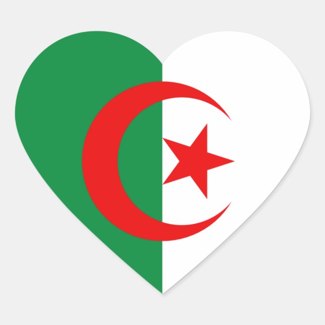 Algerian flag heart sticker (Front)