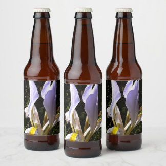 Algerian Iris Hyperrealistic Wildflower Painting Beer Bottle Label