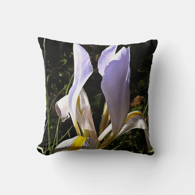 Algerian Iris Hyperrealistic Wildflower Painting Cushion (Front)