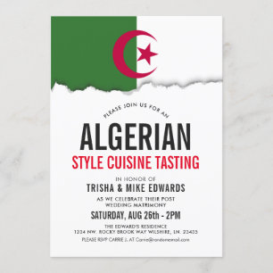 Algerian Themed Cuisine   Party Flag Invite White