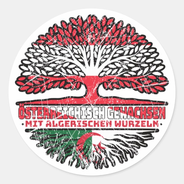 Algerien Algerisch Österreichisch Österreich Baum Classic Round Sticker (Front)