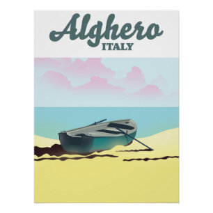 Alghero Italy vintage travel poster