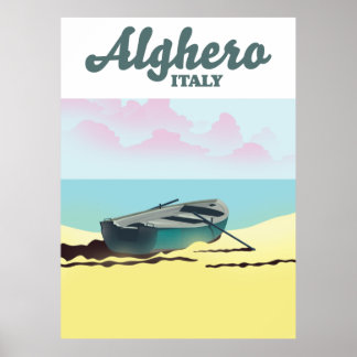 Alghero Italy vintage travel poster