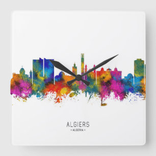 Algiers Algeria Skyline Square Wall Clock