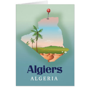 Algiers Algerian Map travel poster