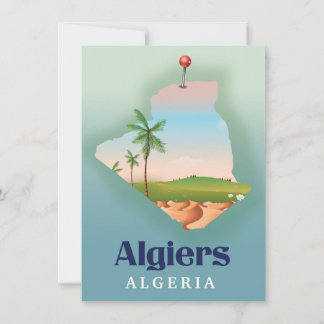 Algiers Algerian Map travel poster Invitation