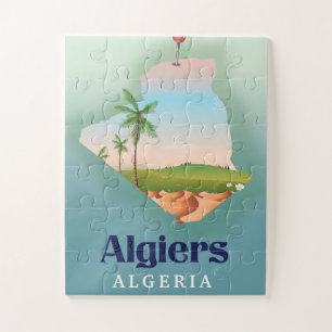 Algiers Algerian Map travel poster Jigsaw Puzzle
