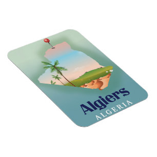 Algiers Algerian Map travel poster Magnet