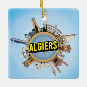Algiers city Algeria tiny little planet landmark a Ceramic Ornament