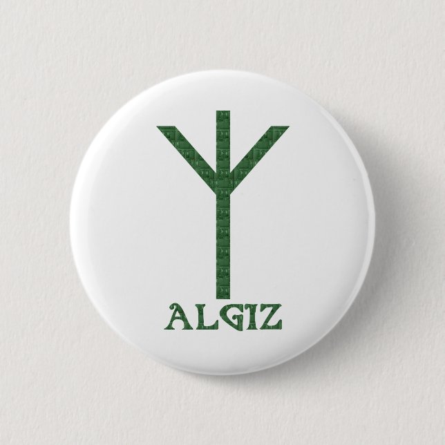 Algiz 6 Cm Round Badge (Front)