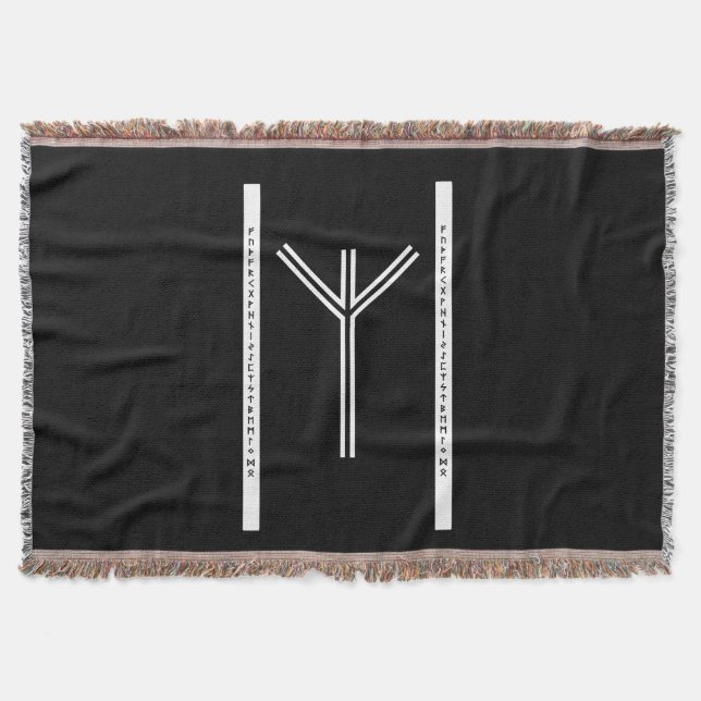 Algiz BW Throw Blanket (Front)