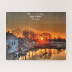Algoma Wisconsin. Christmas Greetings Jigsaw Puzzl Jigsaw Puzzle