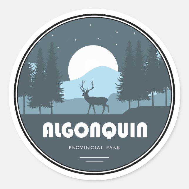 Algonquin Provincial Park Deer Classic Round Sticker (Front)