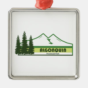 Algonquin Provincial Park Green Stripes Metal Tree Decoration