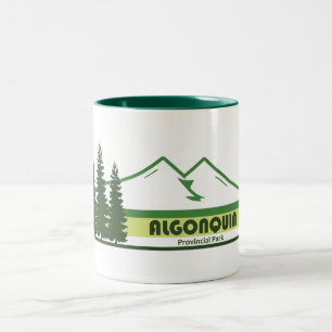 Algonquin Provincial Park Green Stripes Two-Tone Coffee Mug