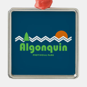 Algonquin Provincial Park Retro Metal Tree Decoration