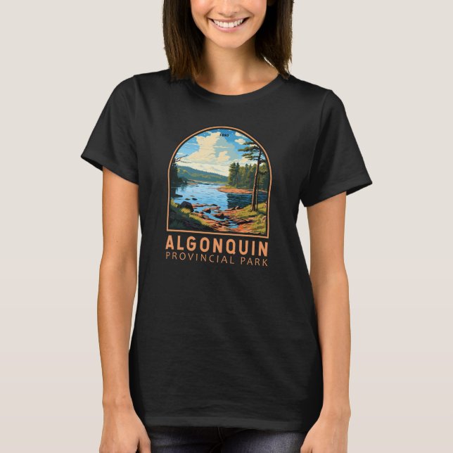 Algonquin Provincial Park Travel Art Badge T-Shirt (Front)