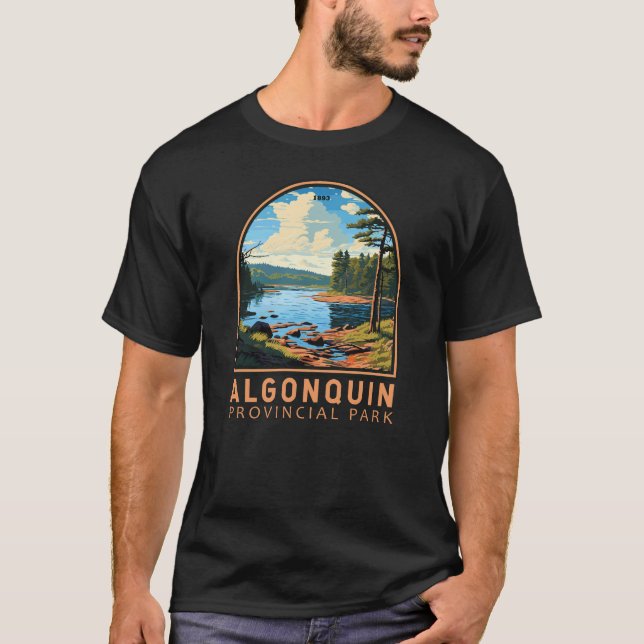 Algonquin Provincial Park Travel Art Badge T-Shirt (Front)