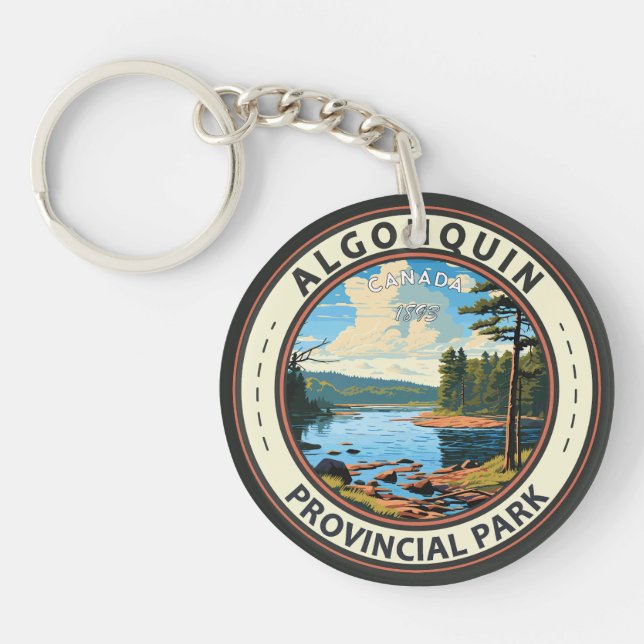 Algonquin Provincial Park Travel Art Vintage Key Ring (Front)