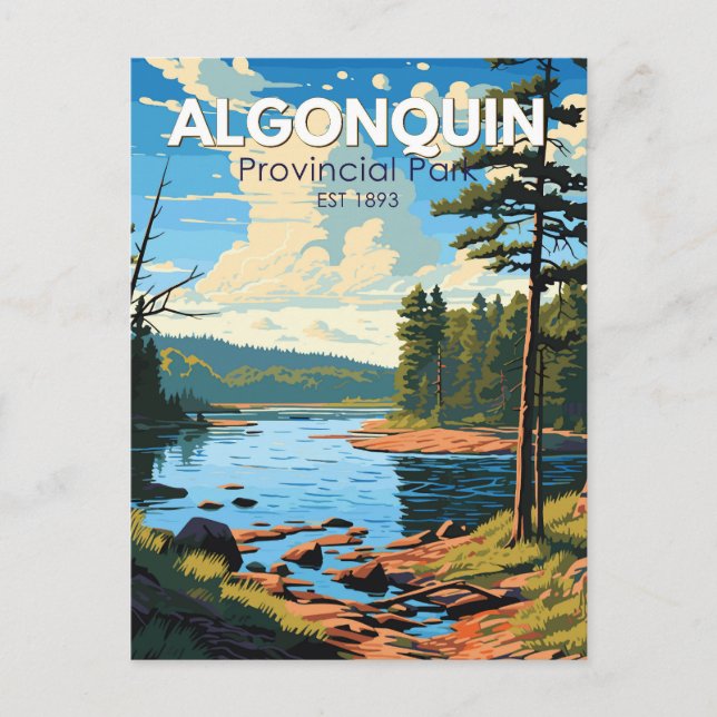 Algonquin Provincial Park Travel Art Vintage Postcard (Front)