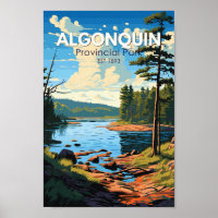 Algonquin Provincial Park Travel Art Vintage