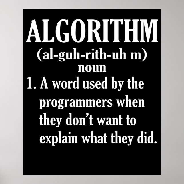 Algorithm Definition Computer Programming Poster (Front)