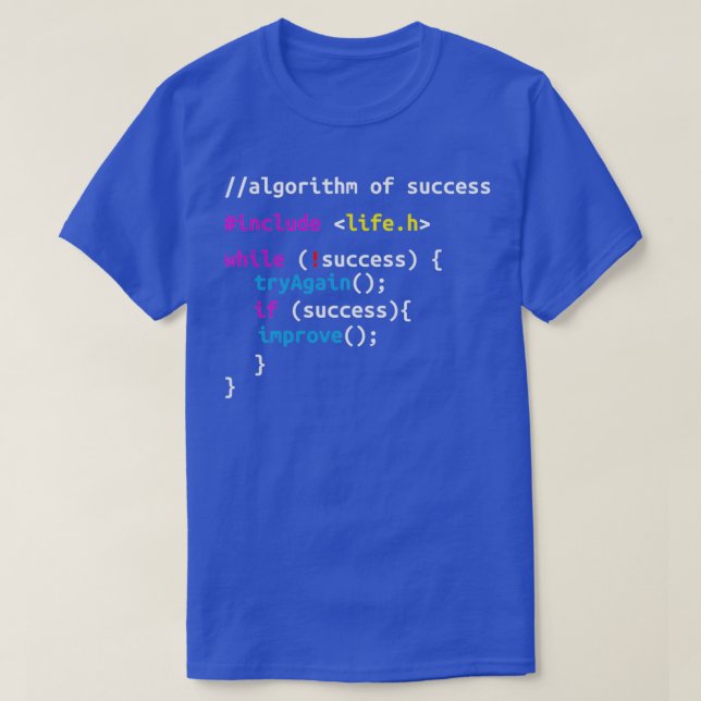 Algorithm Of Success Programmer Coder Coding Joke T-Shirt (Design Front)