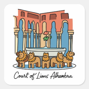Alhambra Court of the Lions 3 Square Sticker