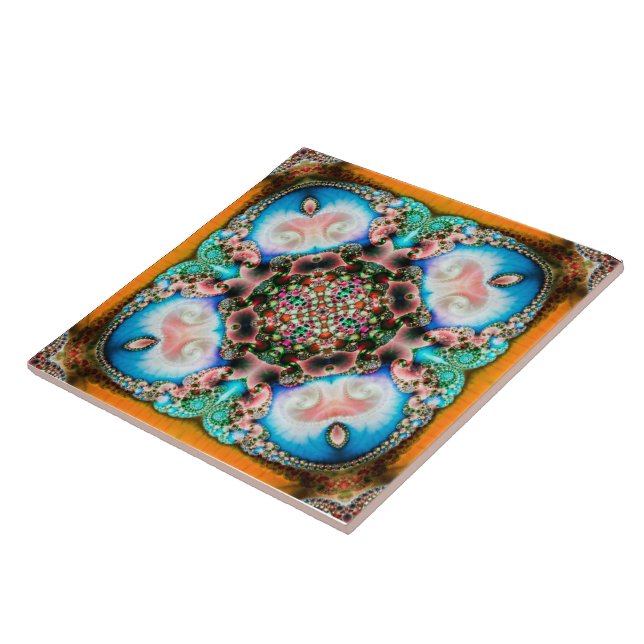 Alhambra Fractal - Ceramic Tile (Side)